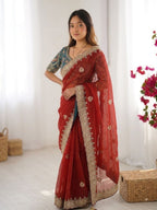 Regal Embroidered Saree with Ornate Heritage Detailing