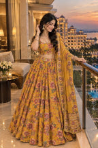 Floral Print Georgette Lehenga Set with Mirror Work Dupatta - Surat Wholesale Ethnic Wear (Photo 2)