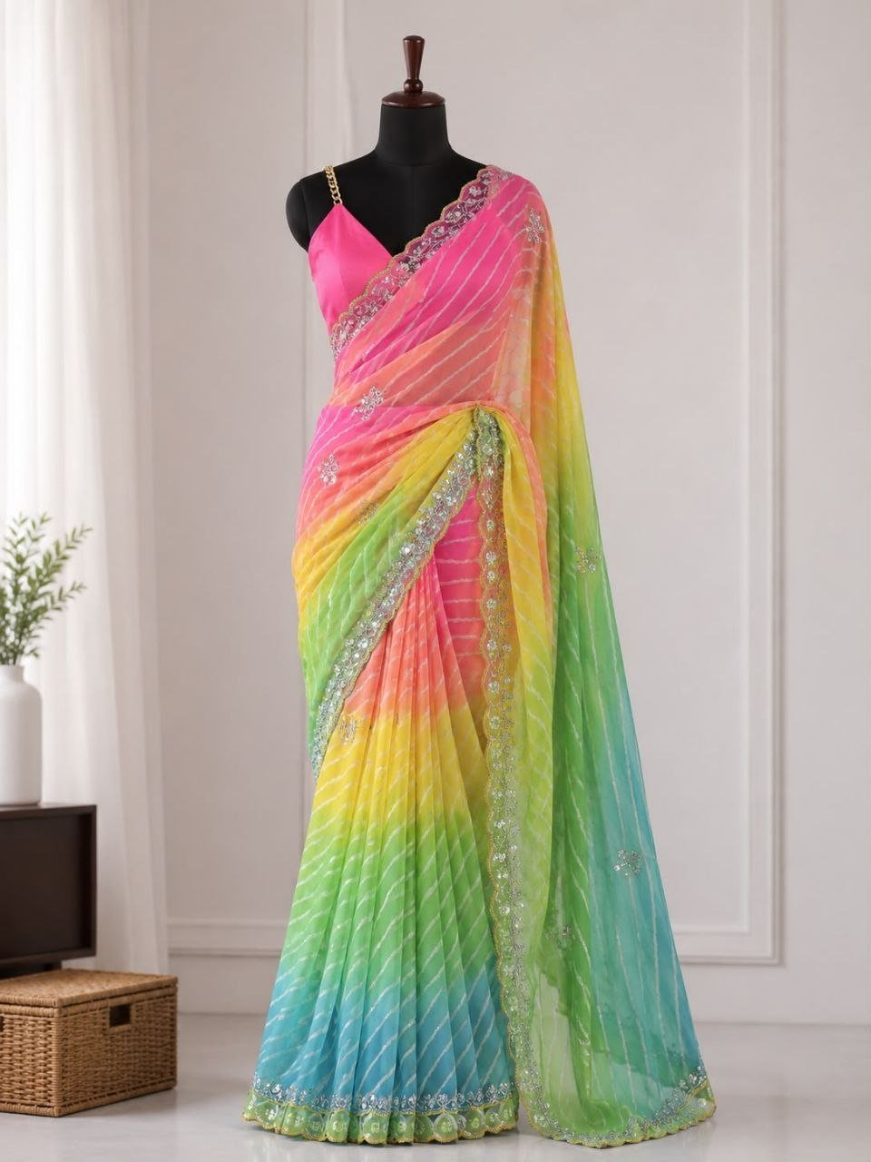 Sunlit & Vibrant Contemporary Draped Saree Ensemble