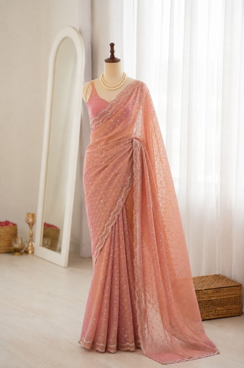 Ethereal Dotted Drapes with Delicate Lace Border Charm