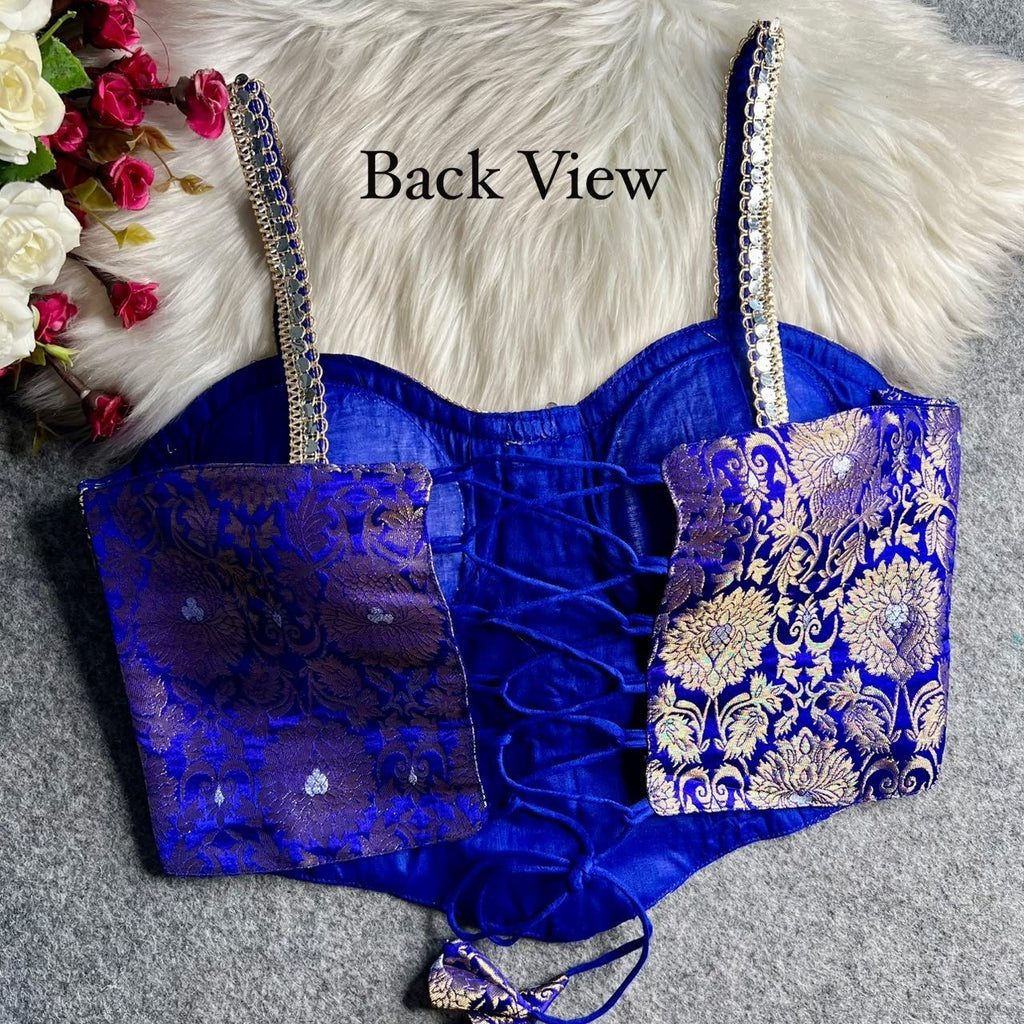Cocktail Party Polish Jacquard Strapless Corset Blouse - Surat Wholesale Ethnic Wear (Photo 2)