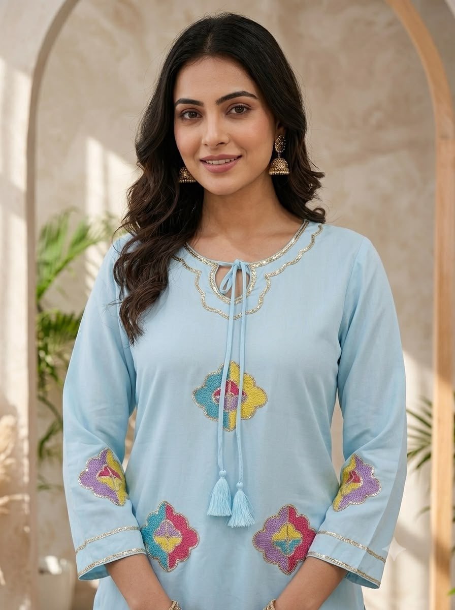 Embroidered Straight Kurta With Salwar And Dupatta - Surat Wholesale Ethnic Wear (Photo 2)