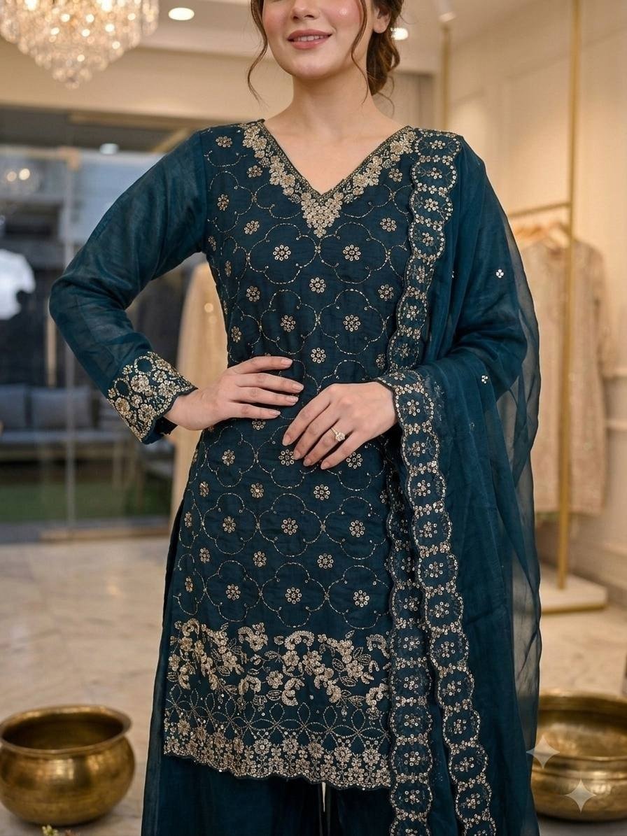 Regal Embroidered Palazzo Suit for Grand Festive Celebrations