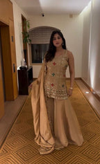 Sparkle The Night In This Exquisite Heavy Work Sharara Suit