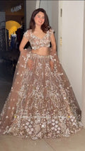Intricately Sequined Heavy Floral Handcrafted Lehenga Set