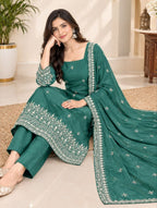 Embroidered Straight Fit Kurta Set With Matching Dupatta - Surat Wholesale Ethnic Wear (Photo 2)