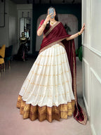 Banarasi Silk Lehenga Choli with Traditional Border Work