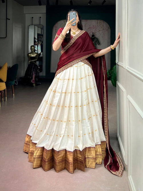 Banarasi Silk Lehenga Choli with Traditional Border Work