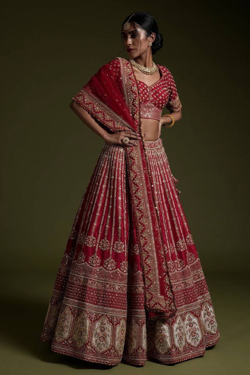 Traditional Bridal Silk Lehenga Set with Heavy Zardosi Work - Surat Wholesale Ethnic Wear (Photo 2)