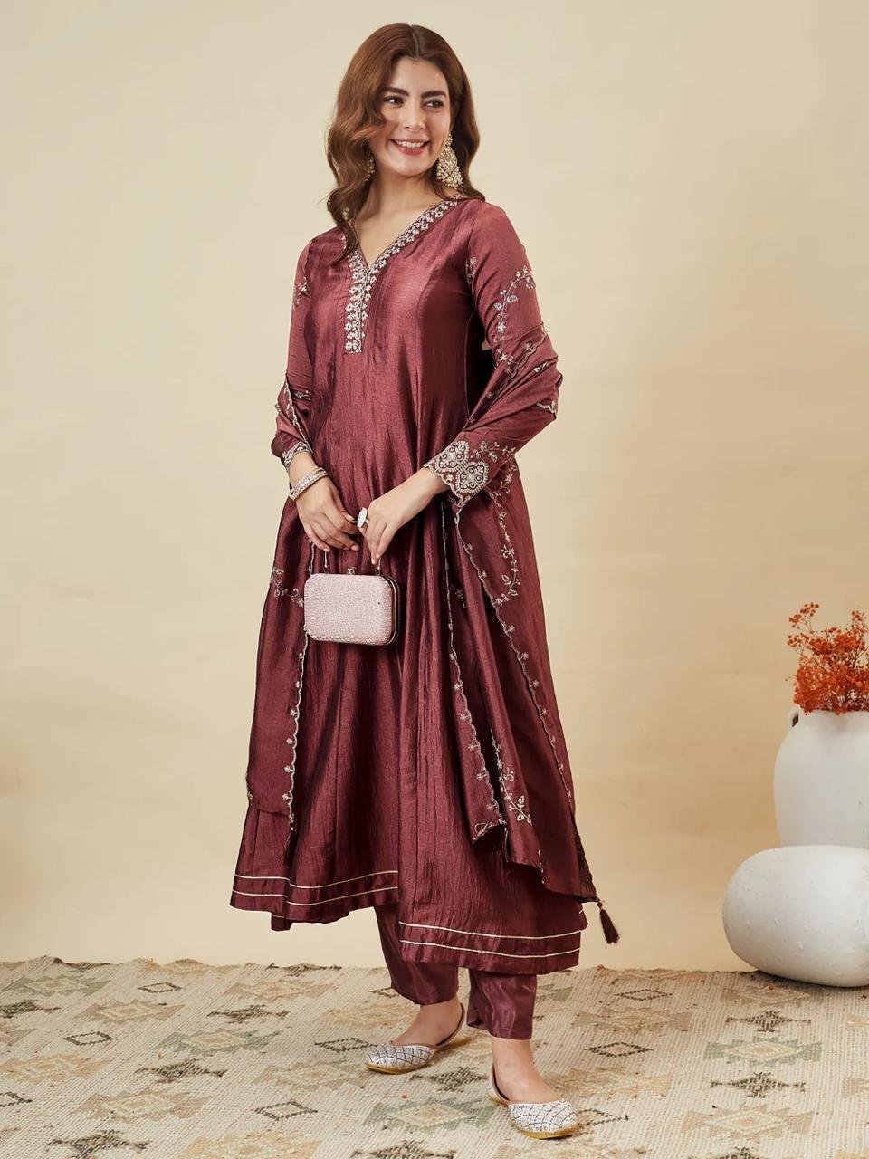 Regal Heritage Embroidered Anarkali Ensemble