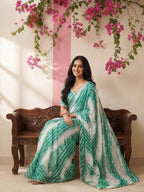 Contemporary Statement Handcrafted Wave Pattern Saree with Delicate Scalloped Border