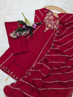 Subtle Grace Embroidered Straight Kurta Set with Tasseled Hem Dupatta