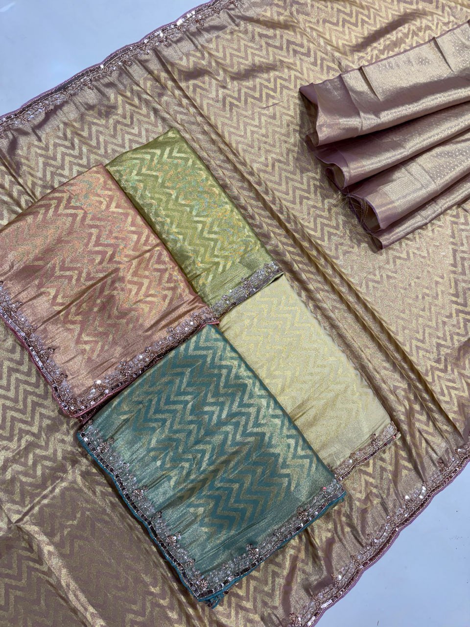 Exquisite Green with Designer Saree Set
