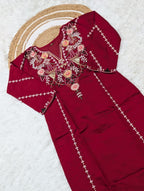 Subtle Grace Embroidered Straight Kurta Set with Tasseled Hem Dupatta
