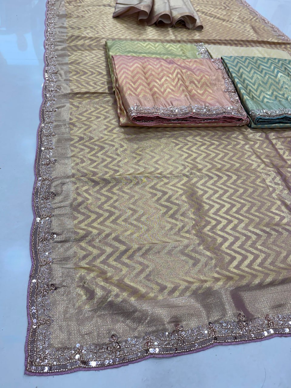 Exquisite Green with Designer Saree Set