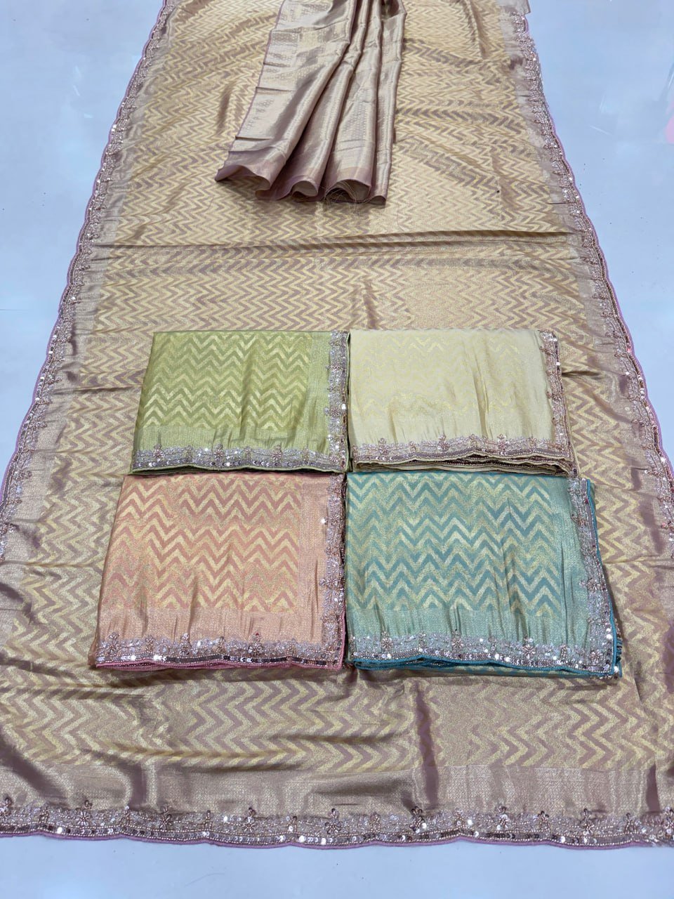 Exquisite Green with Designer Saree Set
