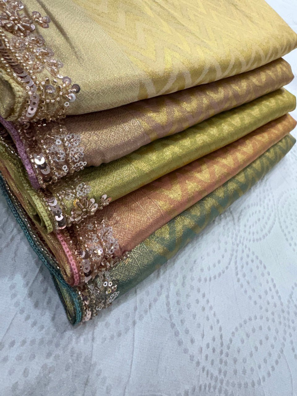 Exquisite Green with Designer Saree Set