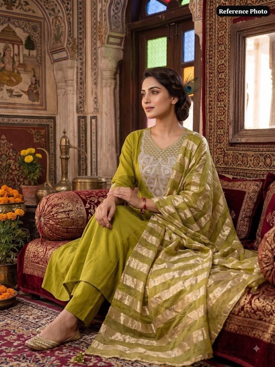Regal Heritage Embroidered Kurta Set with Statement Dupatta
