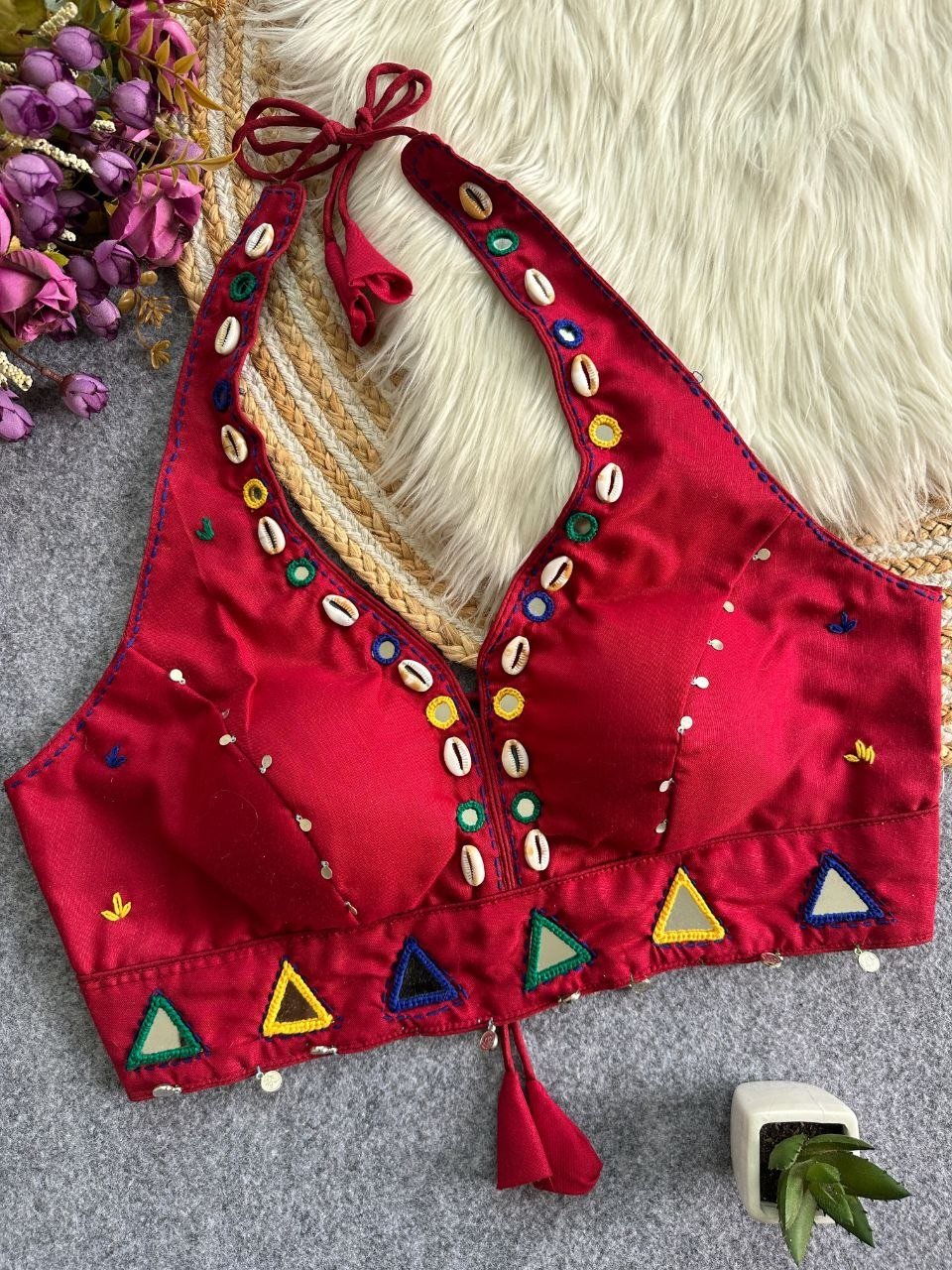Artisanal Handcrafted Shell Embroidered Ethnic Blouse