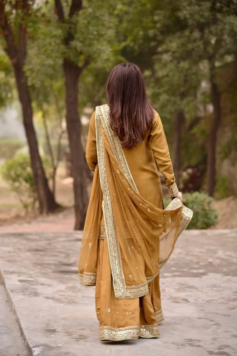 Regal Embroidered Kurta With Matching Sharara And Dupatta - Surat Wholesale Ethnic Wear (Photo 3)