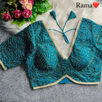 Garden Floral Romance Rose Threadwork Embroidered Padded Blouse - Surat Wholesale Ethnic Wear (Photo 3)
