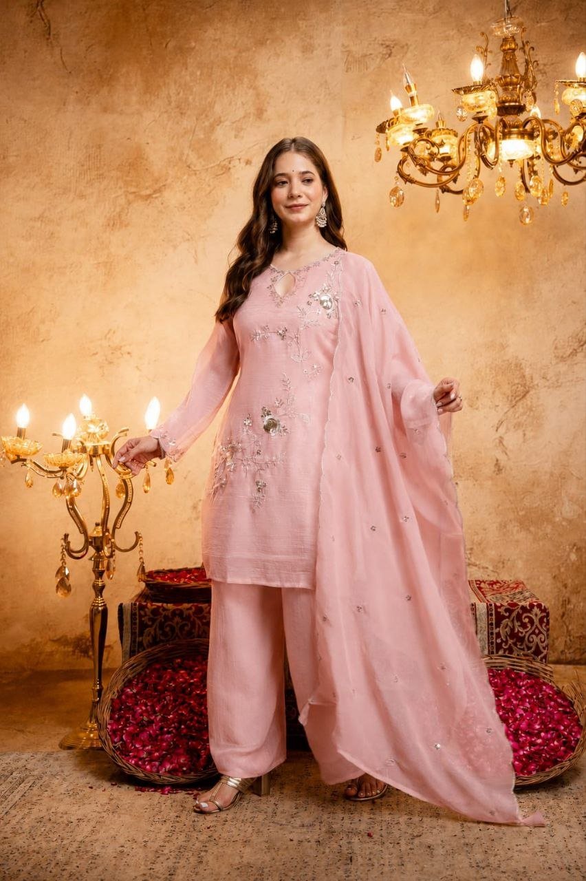 Pastel Perfection Floral Embroidered Festive Suit Ensemble