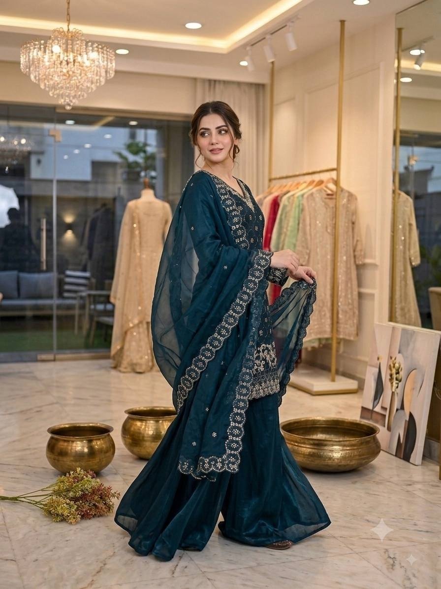 Regal Embroidered Palazzo Suit for Grand Festive Celebrations