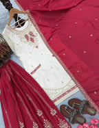 Intricate Embroidered Silk Straight Kurta and Palazzo Set with Heavy Dupatta