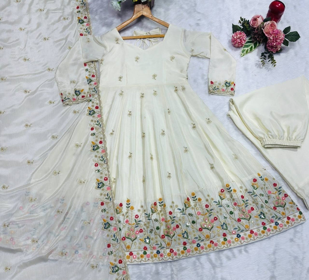 Royal Heritage Embroidered Anarkali Ensemble With Intricate Floral Craftsmanship - Surat Wholesale Ethnic Wear (Photo 3)