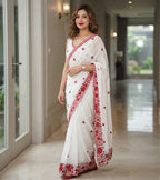 Contemporary Statement Floral Embroidered Saree for Sophisticated Occasions - Surat Wholesale Ethnic Wear (Photo 3)