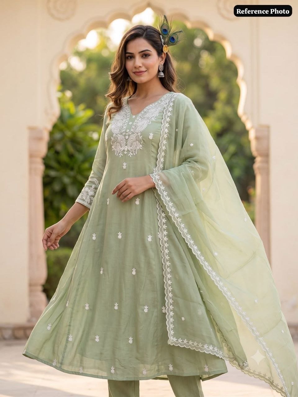 Hand-Embroidered Anarkali Kurta Set with Lace Dupatta - Surat Wholesale Ethnic Wear (Photo 3)
