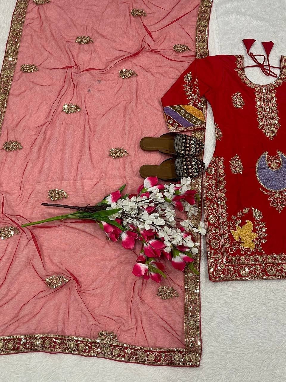 Regal Heritage Embroidered Suit Ensemble for Festive Celebrations