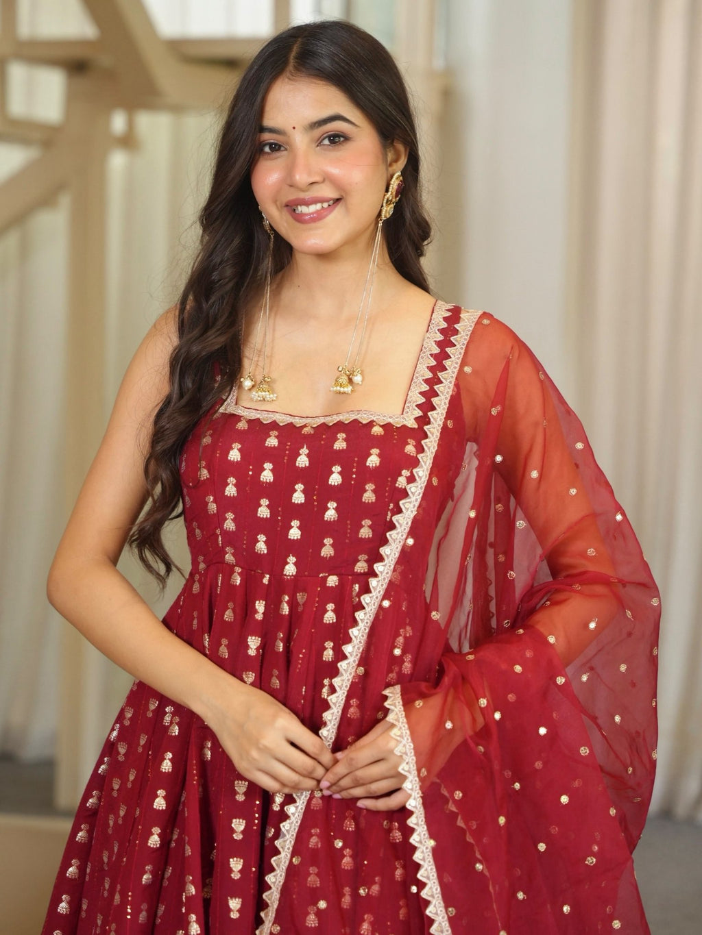 Royal Heritage Embroidered Anarkali Ensemble with Intricate Traditional Motifs