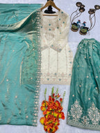 Intricately Embroidered Chanderi Salwar Suit with Sheer Dupatta