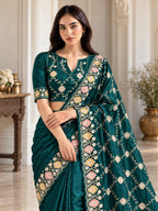Opulent Luxury Floral Embroidered Saree with Intricate Motif Detailing - Surat Wholesale Ethnic Wear (Photo 3)