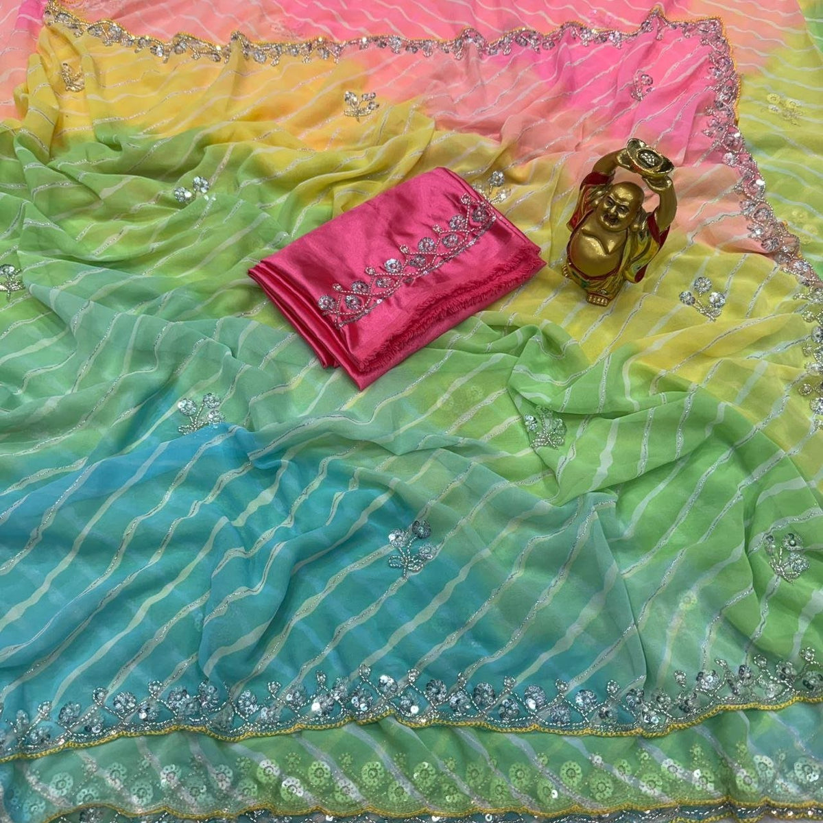 Sunlit & Vibrant Contemporary Draped Saree Ensemble