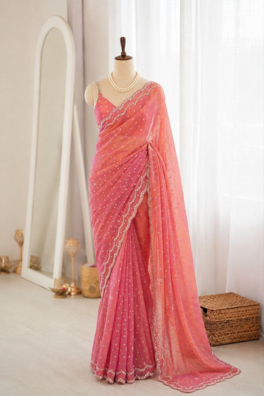 Ethereal Dotted Drapes with Delicate Lace Border Charm