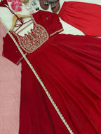 Cocktail Party Polish Layered Anarkali Gown with Embellished Neckline Dupatta - Surat Wholesale Ethnic Wear (Photo 3)