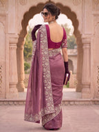 Regal Tradition Embroidered Saree with Intricate Floral Border and Royal Charm - Surat Wholesale Ethnic Wear (Photo 3)