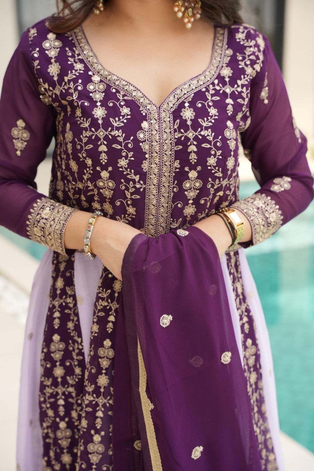 Royal Heritage Embroidered Anarkali Ensemble with Intricate Zari Work and Majestic Flared Silhouette - Surat Wholesale Ethnic Wear (Photo 3)