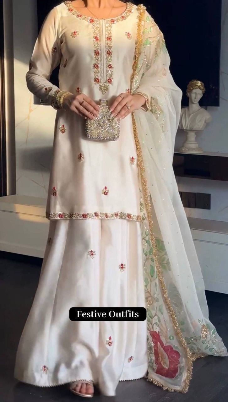 Regal Tradition Embroidered Sharara Set
