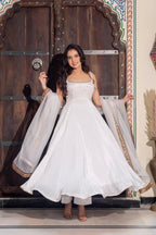 Timeless Splendor Anarkali Suit with Embellished Border Dupatta Set