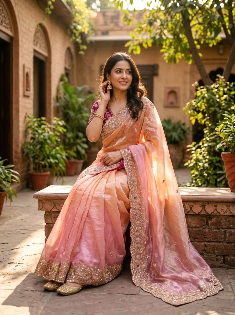 Royal Heritage Embroidered Saree with Intricate Zari Work and Regal Traditional Charm