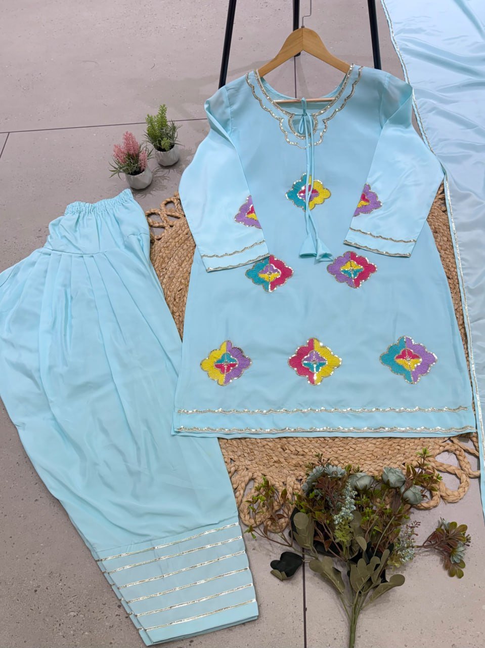 Embroidered Straight Kurta With Salwar And Dupatta - Surat Wholesale Ethnic Wear (Photo 3)