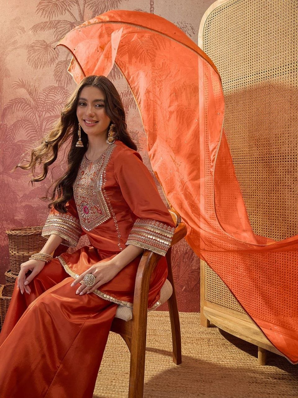 Regal Yoke Embroidered Sharara Suit Set