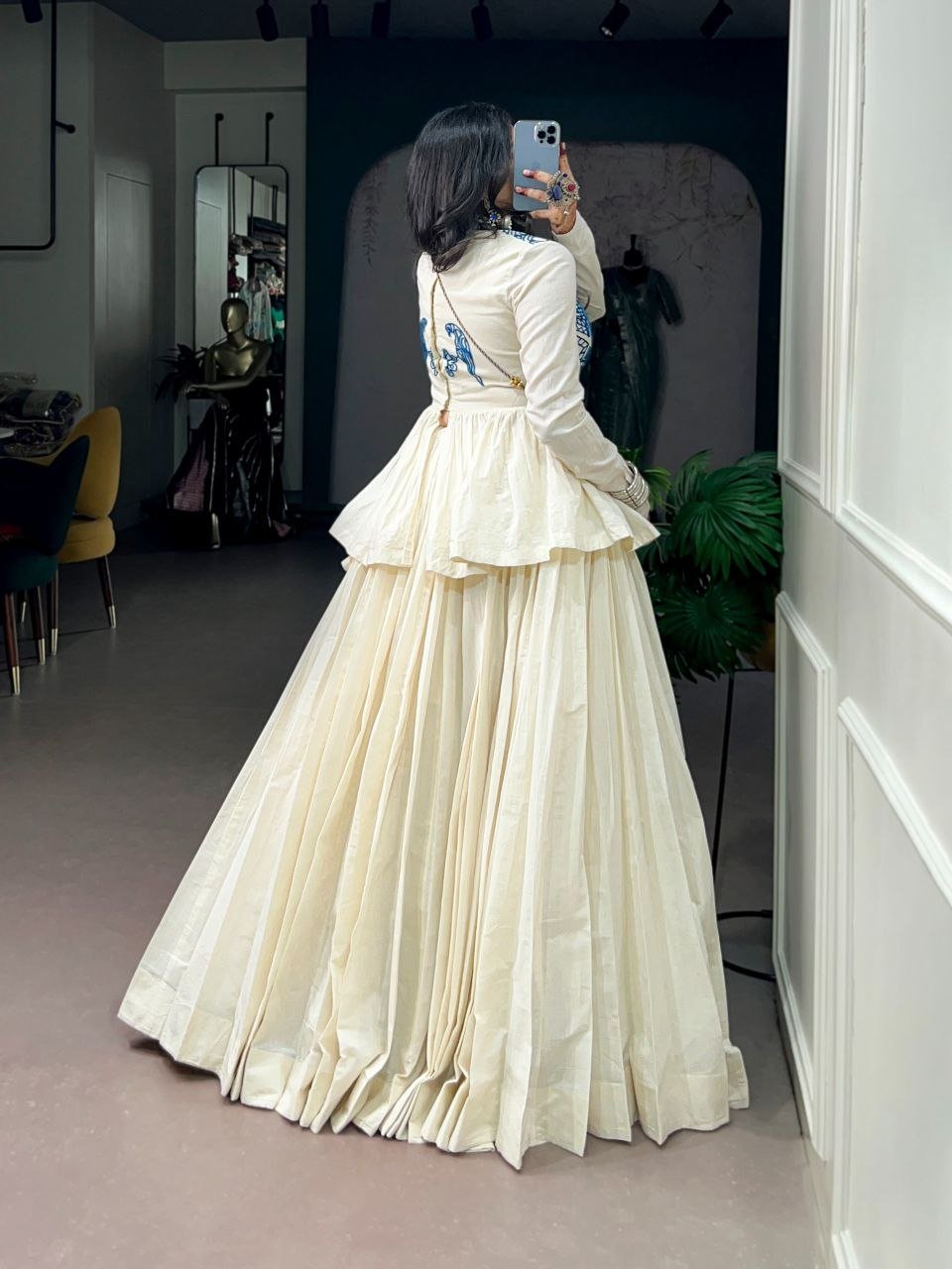 Printed Yoke Peplum Kurta with Pleated Flared Sharara Set