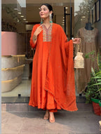 Festive Celebration Embroidered Neckline Anarkali Suit Set