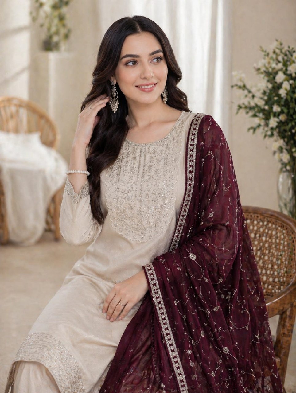 Regal Embroidered Kurta Set with Artisanal Dupatta