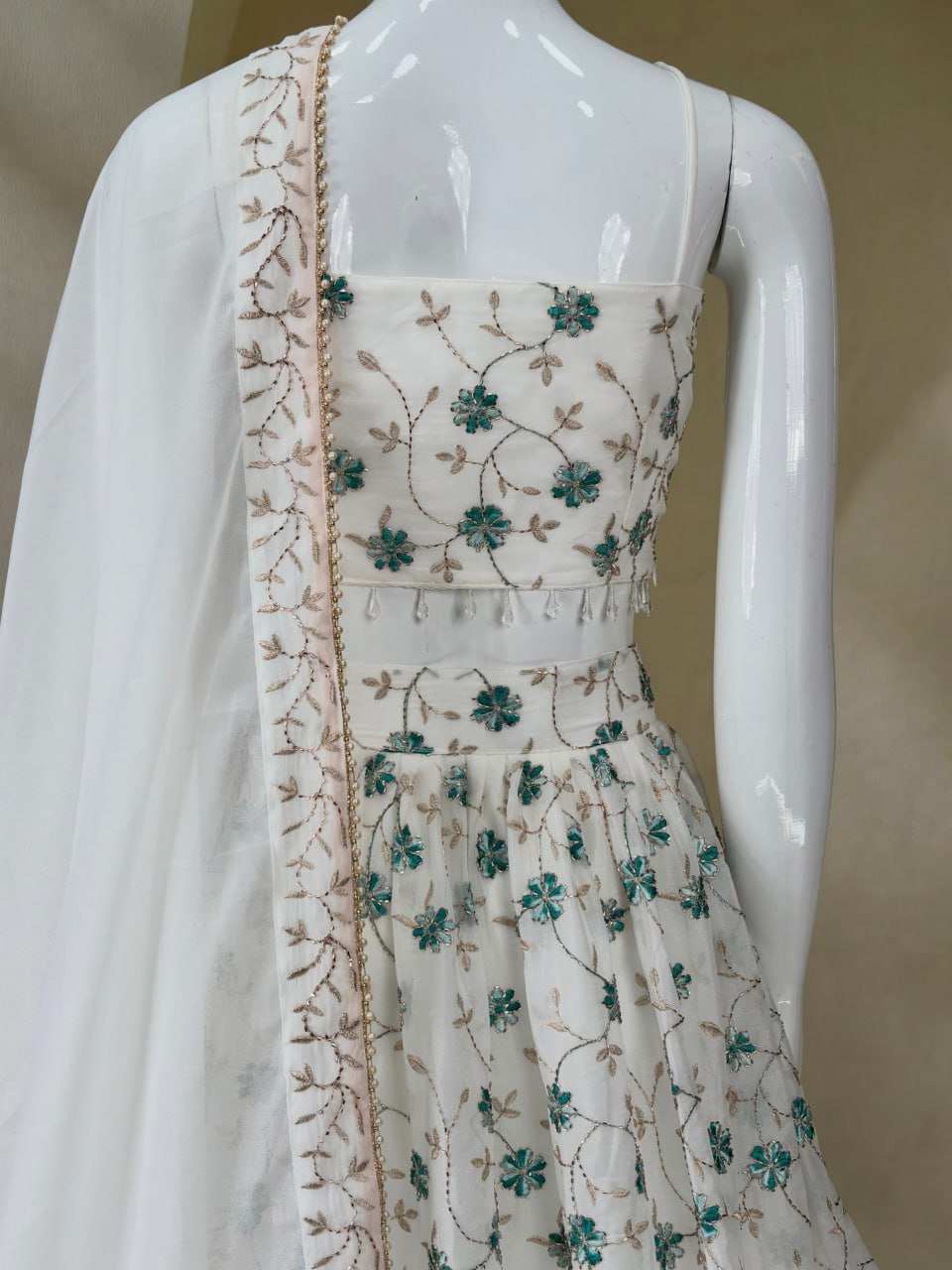 Floral Threadwork Embroidered Flared Lehenga Choli Set