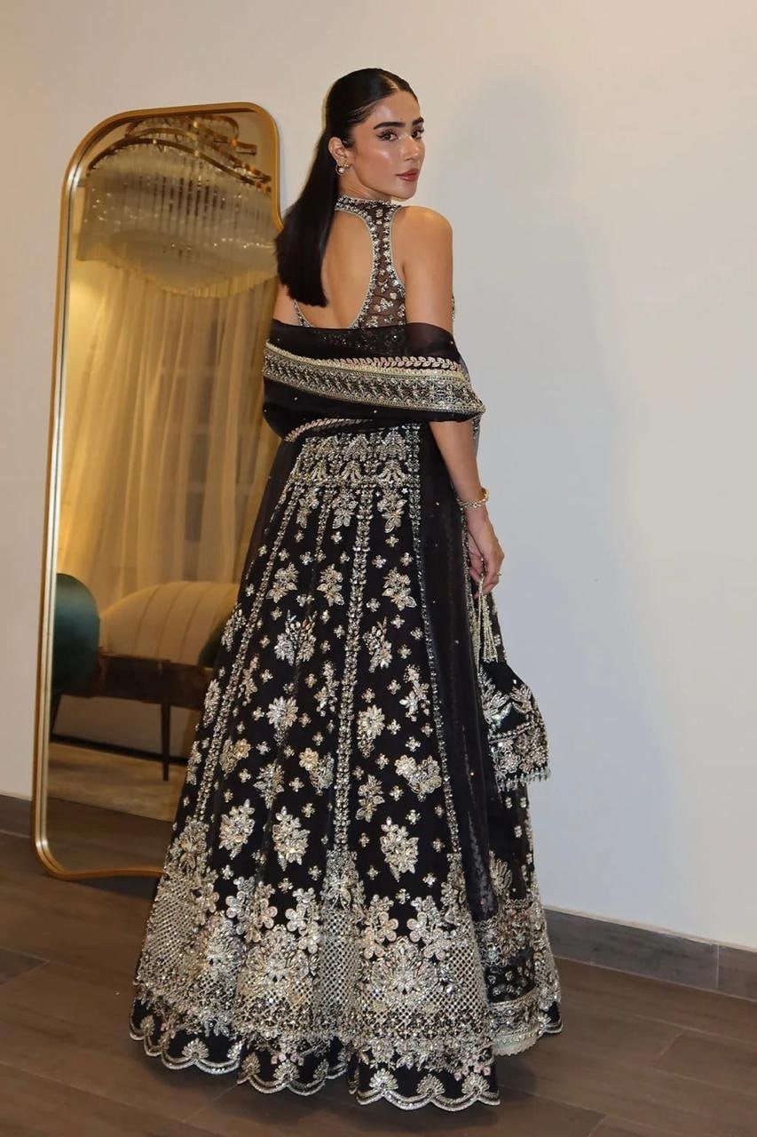 Heavily Embellished Sequined Crop Top Lehenga Choli Set